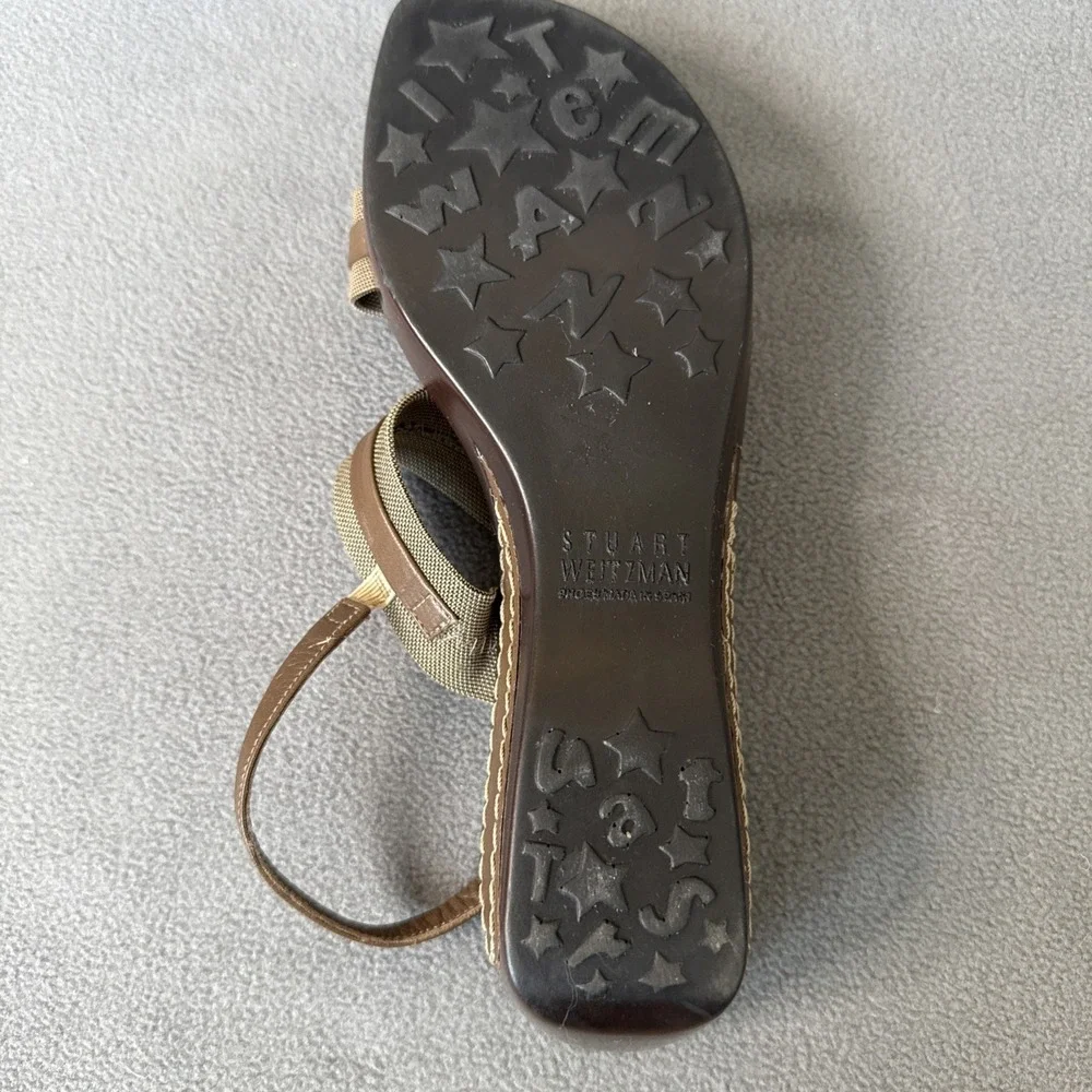 Stuart Weitzman Wedge Sandals Womens 7.5‎ Brown Slingback 2